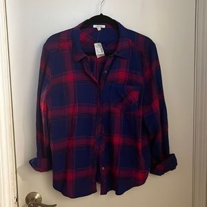 Cute soft flannel blue and bright pink! New with tags